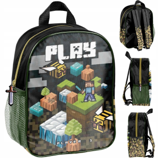 Jednokomorový batoh Minecraft Paso do škôlky pre chlapcov, dievčatá, čierny, Odtiene zelenej, Viacfarebný
